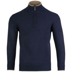 Jack Pyke Ashcombe Pulover 100% l&acirc;nă de miel cu fermoar, culoare bleumarin, mărimea L
