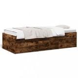 Cumpara ieftin Pat de zi cu sertare fara saltea, stejar fumuriu, 90x200 cm