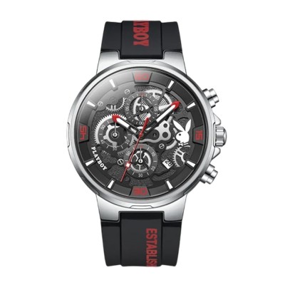 Ceas Barbati Playboy 3052 Negru-Rosu , Design Luxury, Functii Multiple, Afisaj Luminos, Rezistent la Apa 3ATM foto