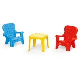 Masuta cu 2 Scaune Dolu, Multicolor, Plastic Rezistent UV, Interior/Exterior, 30.5x36.5x36.5 cm (Masa), 46x49x40 cm (Scaun)