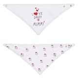 Set Bavete Tip Eșarfă, Bumbac, Alb, Imprimeu Love Daddy+Mummy, 2 Bucăți