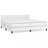 Cumpara ieftin Pat box spring cu saltea, alb, 200x200 cm, piele ecologica
