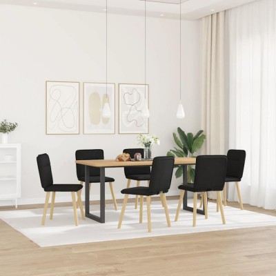 Gossi scaune de sufragerie 6 buc. negru material textil foto
