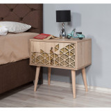 Noptiera Two Cute Nightstand cu 2 Sertare, Stejar Sonoma, 60x61x40 cm