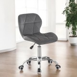 Scaun tapitat de birou, stil scandinav, baza cromata, inaltime reglabila, catifea, gri
