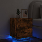 Noptiera cu lumini LED, stejar fumuriu, lemn prelucrat GartenMobel Dekor, vidaXL