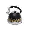 Fierbător tradițional cu fluier fabricat din inox, ceainic 2.8 litri, 22-22 cm, negru, Klausberg