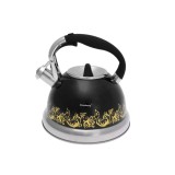 Fierbător tradițional cu fluier fabricat din inox, ceainic 2.8 litri, 22-22 cm, negru, Klausberg