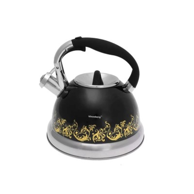 Fierbător tradițional cu fluier fabricat din inox, ceainic 2.8 litri, 22-22 cm, negru, Klausberg foto