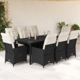 Gossi set mobilier de gradina cu perne, 9 piese, negru, poliratan