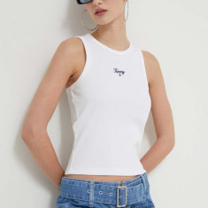 Tommy Jeans top femei, culoarea alb DW0DW17838