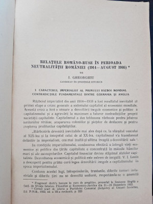 Relatiile romano-ruse in perioada neutralitatii Romaniei (1914-august 1916) - I. Gheorghiu foto