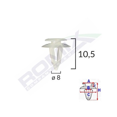 Clips Tapiterie Pentru Fiat/Audi 8X10.5Mm - Alb Set 10 Buc 140095 C10003-RMX foto