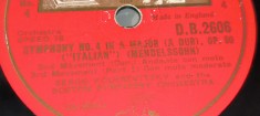 PLACA GRAMOFON / PATEFON. SYMPHONY NO. 4 IN A MAJOR ( A DURO ) OP 90 MENDELSSOHN foto