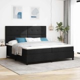 Cumpara ieftin Pat cu arcuri cu headboard Negru 200 x 200 cm tesatura