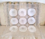 Fata de masa Vintage din bumbac, crosetata manual - insertii cu broderii florale