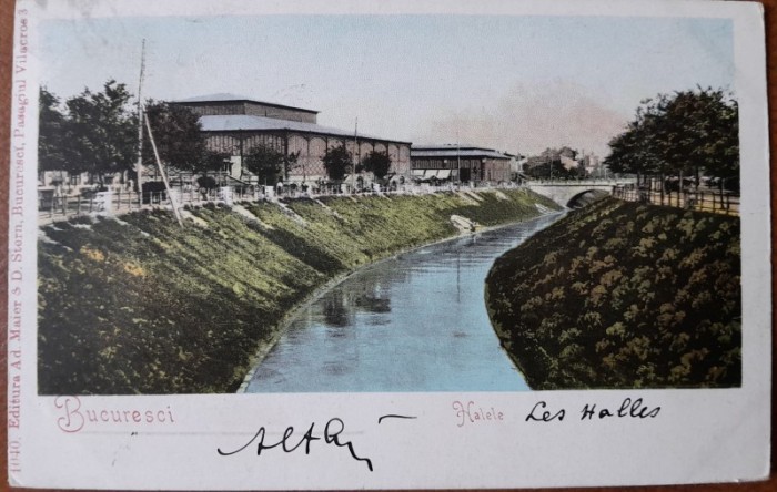 Carte postala, Bucuresti Halele, 1900