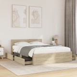 Cumpara ieftin Cadru de pat cu tăblie stejar sonoma 140x200 cm lemn prelucrat