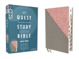 Niv, Quest Study Bible, Large Print, Leathersoft, Gray/Pink, Thumb Indexed, Comfort Print: The Only Q and A Study Bible