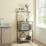 Raft bucatarie Billund 133x60x42cm metal pal negru/efect nuc [en.casa] HausGarden Leisure, [en.casa]