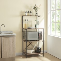 Raft bucatarie Billund 133x60x42cm metal pal negru/efect nuc [en.casa] HausGarden Leisure