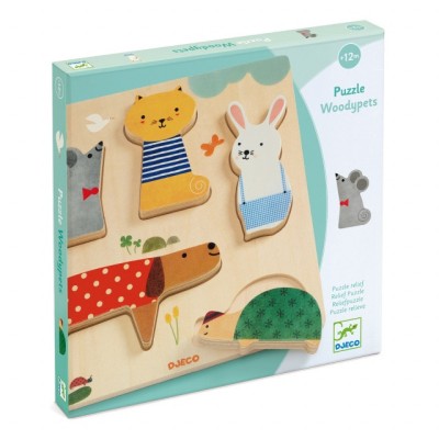 Puzzle din lemn Animale de companie, Djeco foto