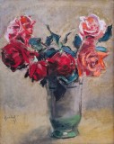 Cumpara ieftin Tablou - Vas cu trandafiri, pastel semnat indescifrabil, datat 1939, Flori, Realism