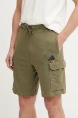 adidas pantaloni scurți Feelcozy bărbați, culoarea verde, JE6292