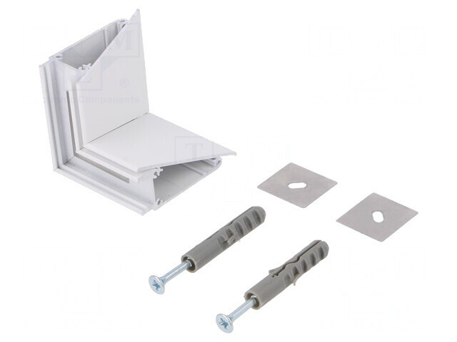 Conector 90&deg; Albă Aluminiu WALLE12