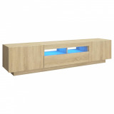 Comodă TV cu lumini LED, stejar sonoma, 180x35x40 cm