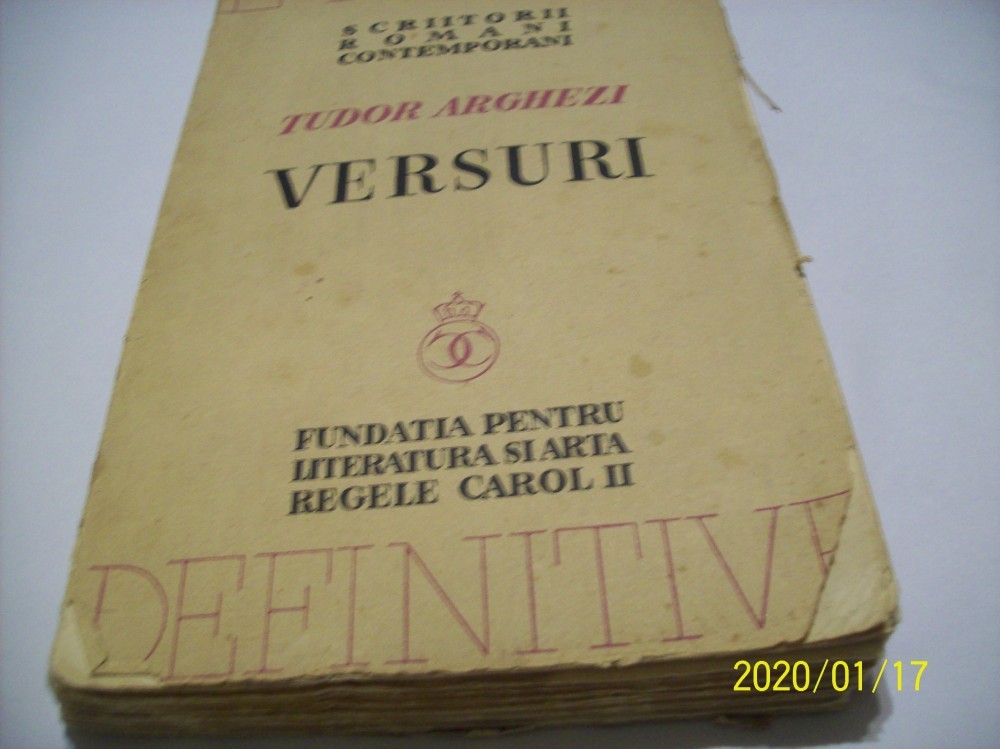 Versuri -tudor arghezi-editie definitiva ingrijita de autor- 1936 |  Okazii.ro