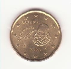 Spania 20 eurocenți 2020 aUNC -Miguel de Cervantes foto
