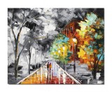 Cumpara ieftin Tablou pictat manual dormitor, Impreuna pentru totdeauna, stilizat, 50x40cm ulei pe panza in cutit efect 3D, gata de expus pe perete