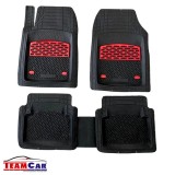 Covorașe Auto Universale TEAMCAR&reg; Safir, Set 5 Piese, Negru cu elemente rosii, Tip Tavă, Ad&acirc;ncime 3 cm, Compatibil Hatchback, Sedan, SUV, Cauciuc