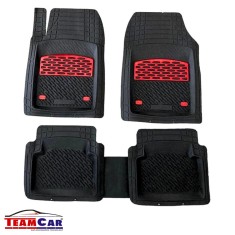 Covorașe Auto Universale TEAMCAR&reg; Safir, Set 5 Piese, Negru cu elemente rosii, Tip Tavă, Ad&acirc;ncime 3 cm, Compatibil Hatchback, Sedan, SUV
