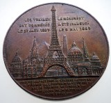 Medalie Franta Souvenir Tour Eiffel 1889, 42.5mm, Cupru