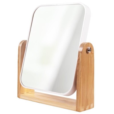 Oglinda de machiaj cu suport de bambus, Top Choice 85802 (marire x2) foto