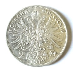 AUSTRIA 2 COROANE 1913 KRONE KRONEN ARGINT XF AUNC foto