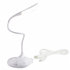 Lampa Birou Flexibila LED, Incarcare USB, Comutator Tactil si Ceas HA468 foto