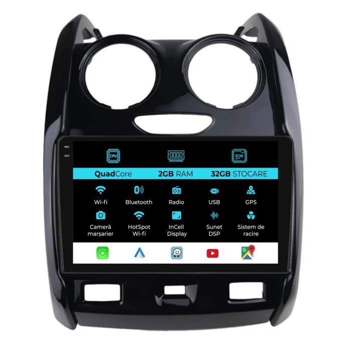 Navigatie Dedicata Dacia Duster (2010-2020), Incell 9Inch, 2Gb Ram, 32Gb Stocare, Carplay