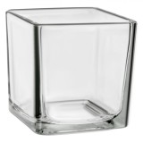 Suport Lum&acirc;nare, Model Patrat, Sticlă Transparentă, Dimensiuni 5x5x5.5cm