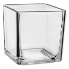 Suport Lum&acirc;nare, Model Patrat, Sticlă Transparentă, Dimensiuni 5x5x5.5cm