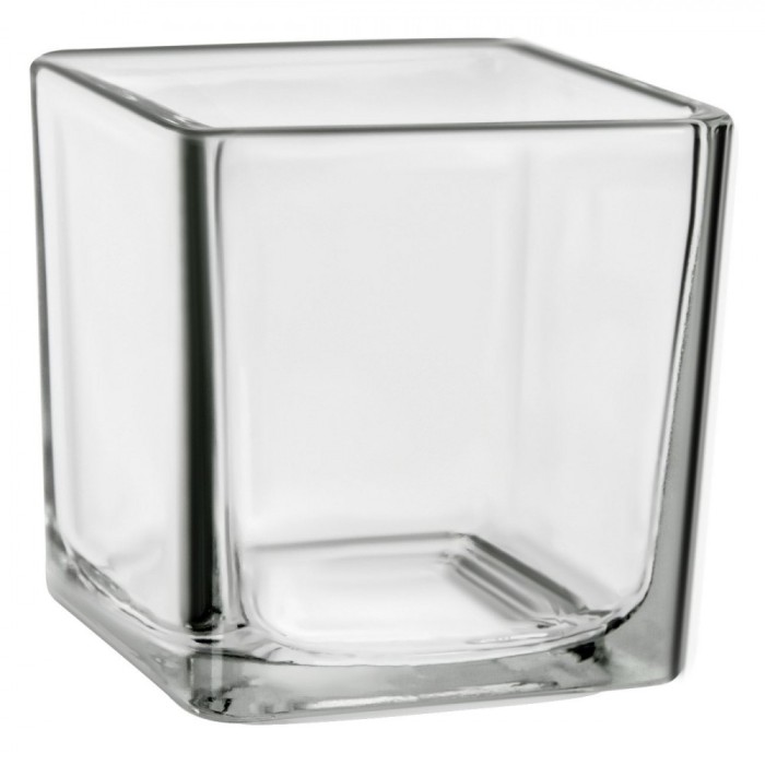 Suport Lum&acirc;nare, Model Patrat, Sticlă Transparentă, Dimensiuni 5x5x5.5cm