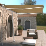 VidaXL Copertină retractabilă manual cu LED, galben și alb, 300x250 cm