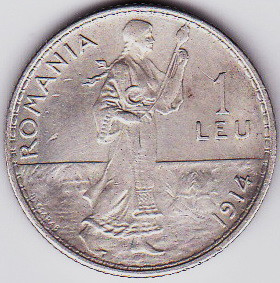 1 leu 1914 argint , muchie dreapta foto