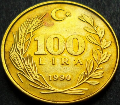 Moneda 100 LIRE - TURCIA, anul 1990 * cod 1145 A foto