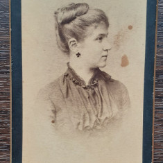 FOTOGRAFIE CDV - PORTRET FEMEIE - ATELIER FRANZ MANDY BUCURESCI, MAI RARA