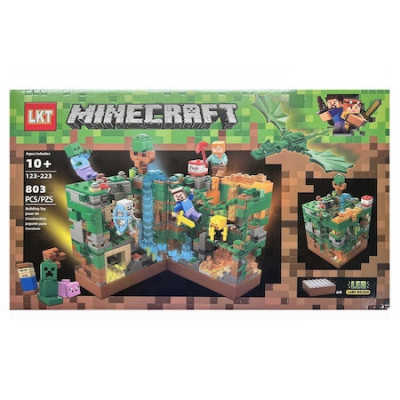 Set de constructie cu piese de asamblat tip lego LKT Minecraft cu lampa LED 803 foto