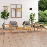 Cumpara ieftin Set mobilier grădină cu perne, 5 piese, lemn masiv de tec
