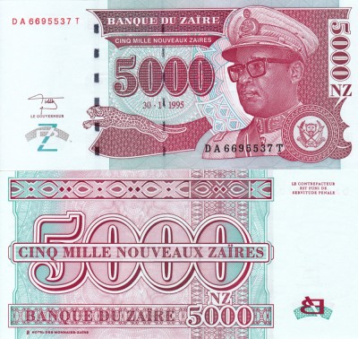 ZAIR 5.000 nouveaux zaires 1995 UNC!!! foto